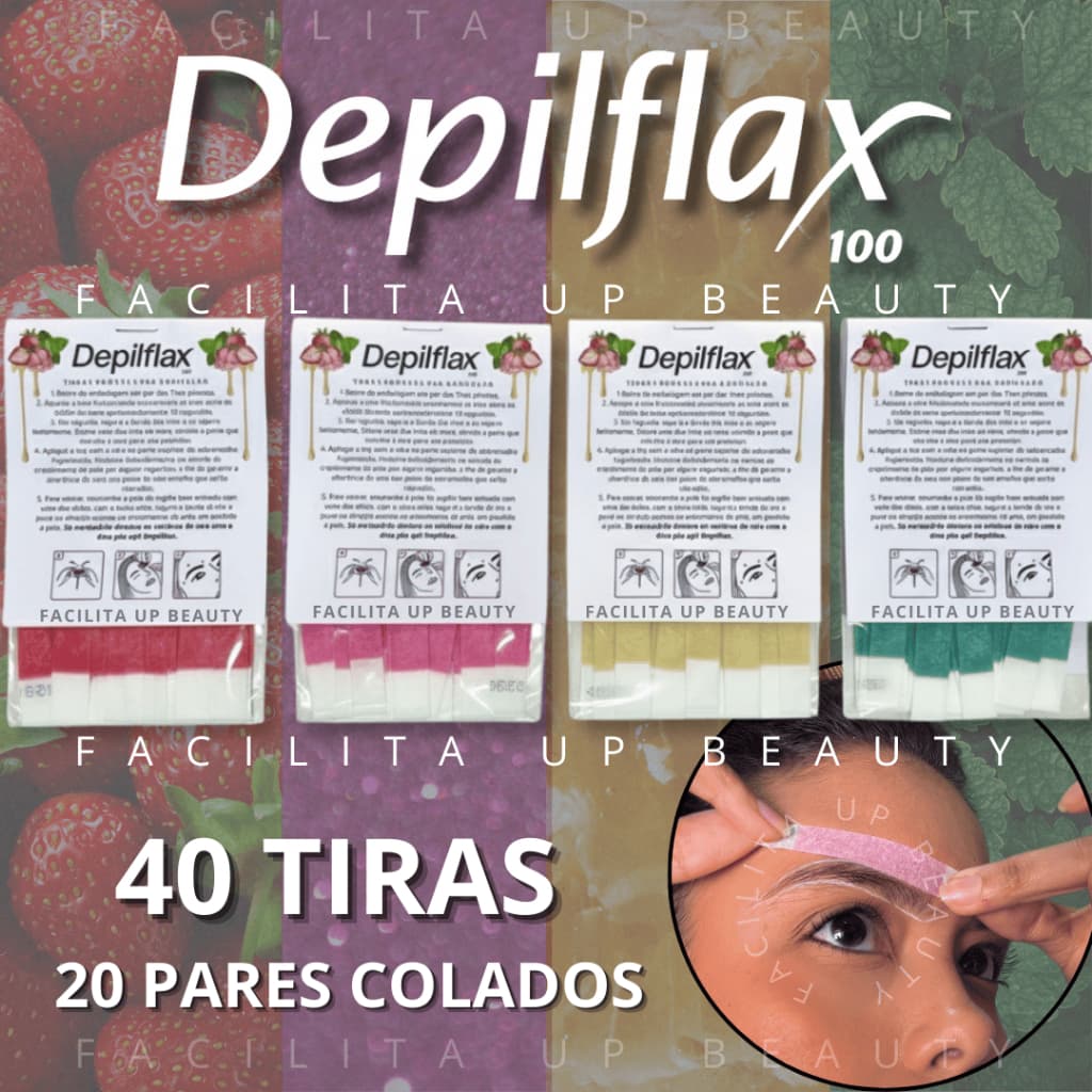 40 Tiras de Cera Depilflax 20 Duplas Para Sobrancelhas e Buço
