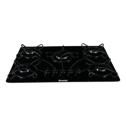 Fogão Cooktop Bivolt Com Alimentação Gás - Braslar 5 Bocas Cor Preto - 5 Queimadores