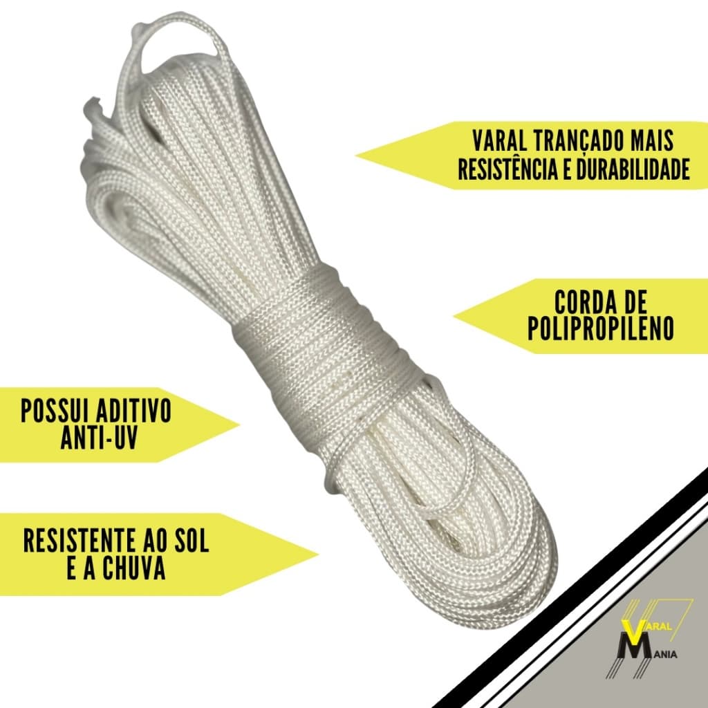 Corda Varal Trançada Resistente com Aditivo Anti UV