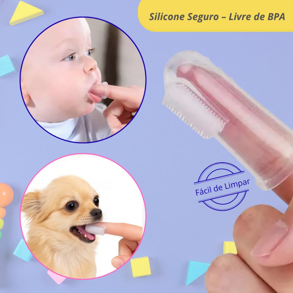 Kit 6, 4, 2 e 1 Escovas de Dente Silicone Massageadora de Dedo Para Bebê, Pets, Higiene Bucal Gengiva Macia