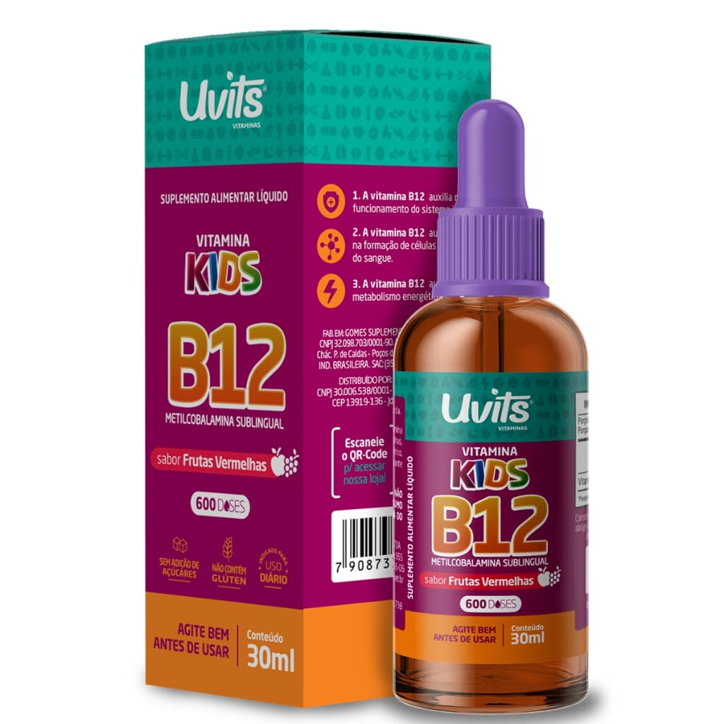 Vitamina B12 Kids Liquida Sublingual 30ml - Uvits