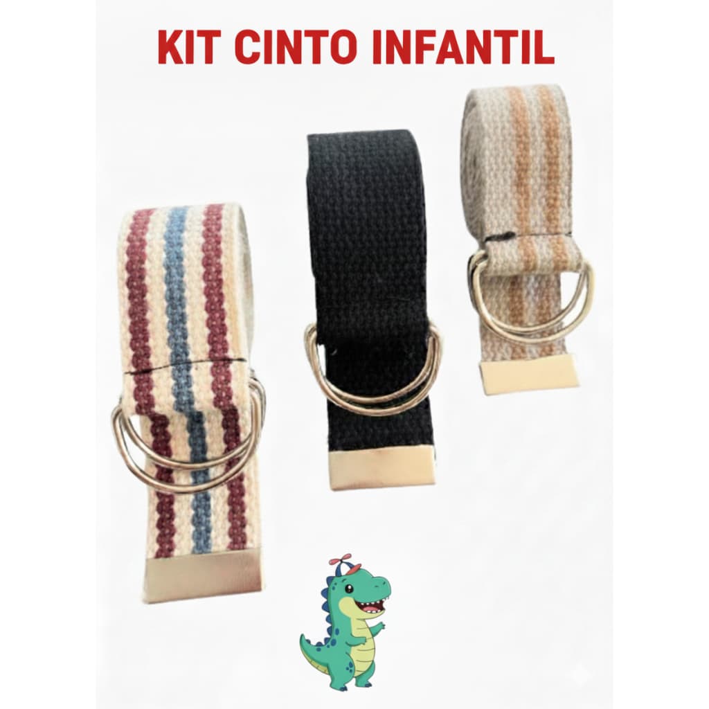 kit cinto infantil correia lona barato fivela argola promocao