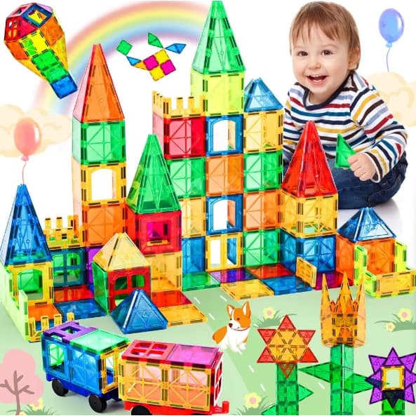 Blocos de Montar Magnéticos Construção Brinquedo Infantil 60 peças