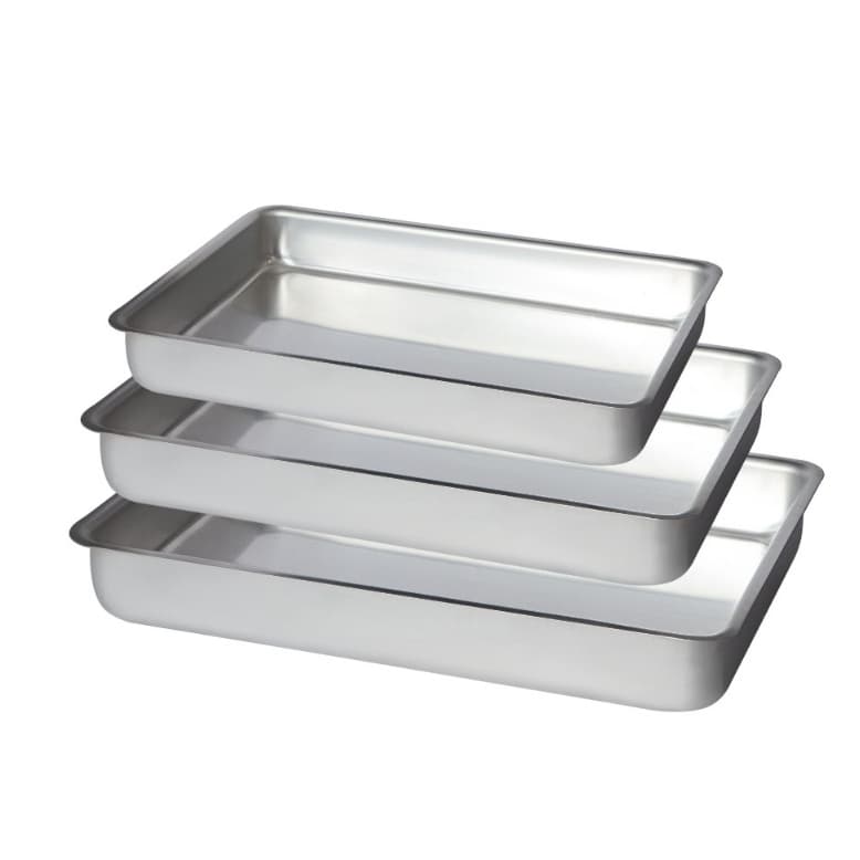 Jogo Assadeira 3 Peças Bandeja Assar Quadrada Tabuleiro Forma Alumínio Alta