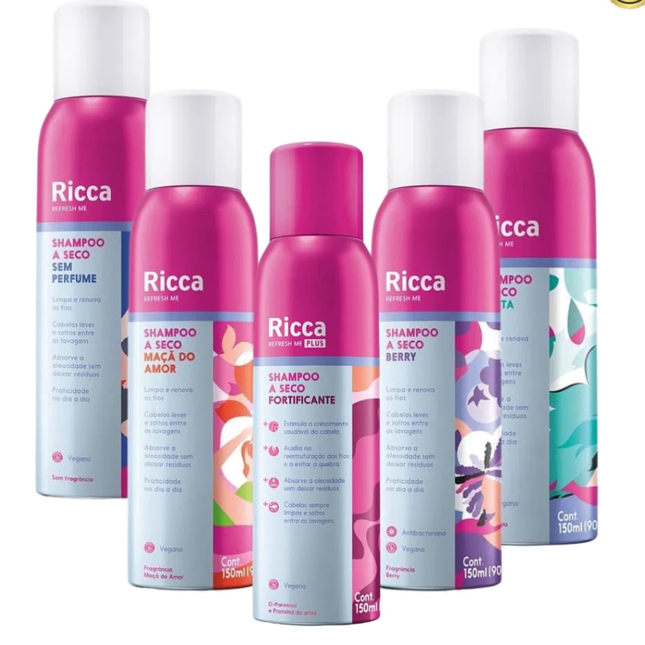 Shampoo a Seco Ricca 150mL - Escolha Seu Preferido