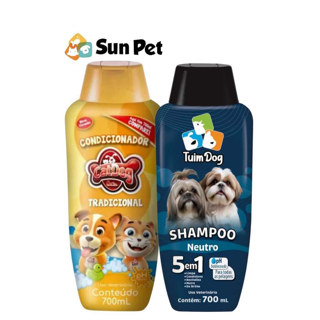 Kit com 2 Unidades Shampoo para Cachorro + Condicionador Shih Tzu Lhasa Apso  Cães Envio Rápido
