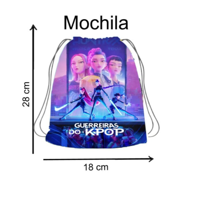 Kit Lembrancinha Mochila Saco GUERREIRAS DO K POP sem Personalização, para festas e aniversários