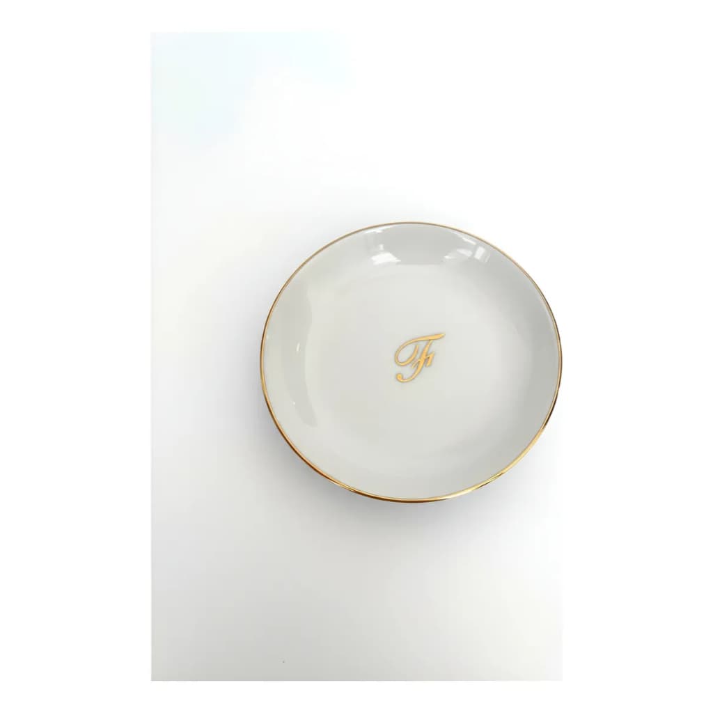 Porta Joia 10,5cm Porcelana Personalizada C/ Inicial Ouro