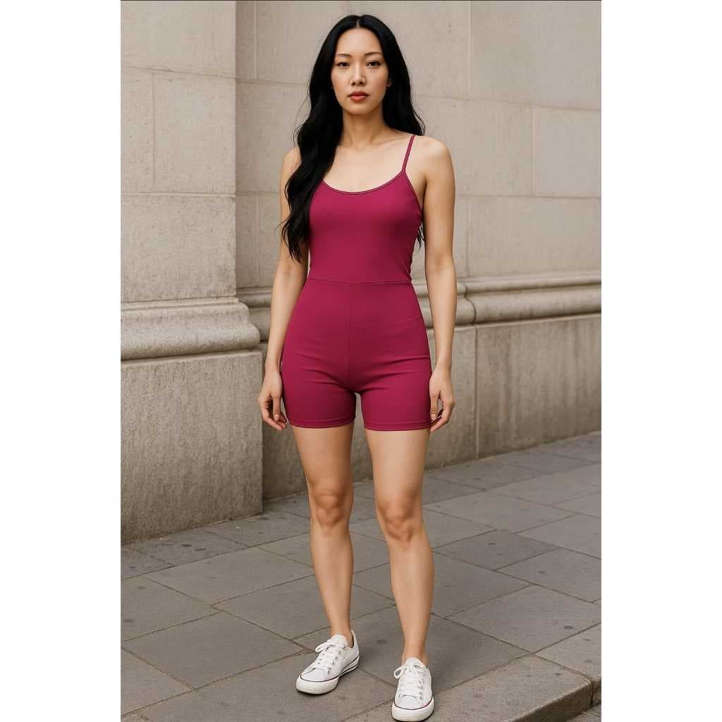 Macaquinho Feminino Com Alcinha Fina Curto Shorts Macacão fitnes Jardineira