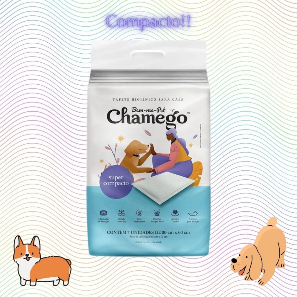 Tapete Higiênico Compacto Para Cães 80X60cm Pacote com 7 Unidades Chamego