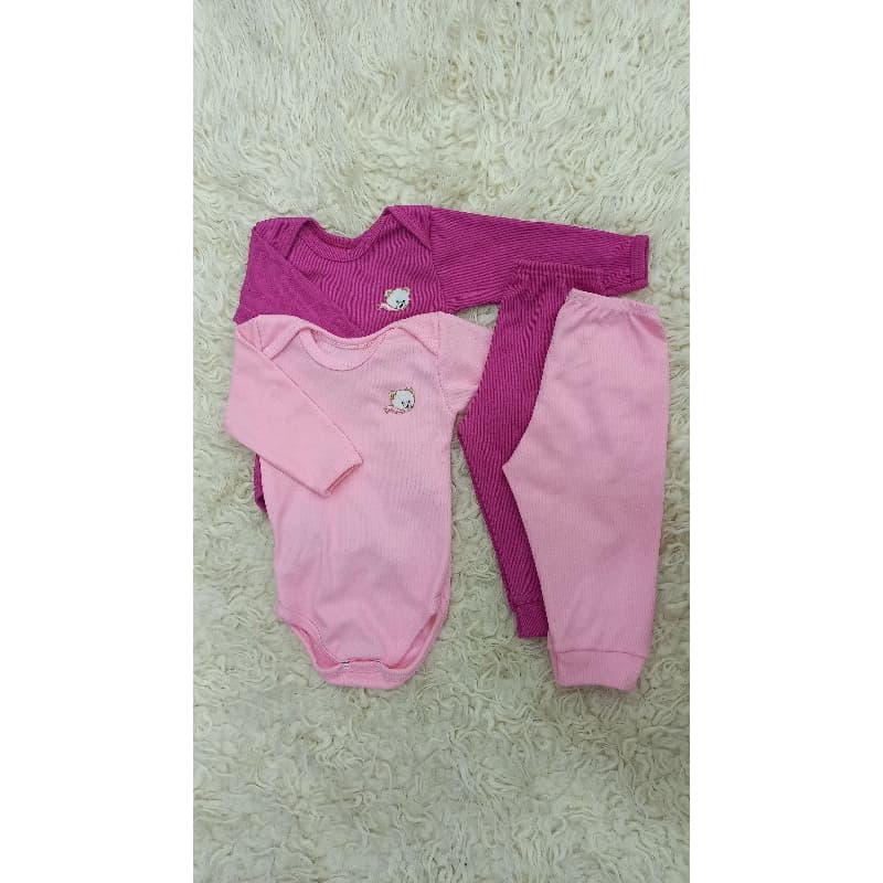 Kit 2 Conjuntos Bordados Body + Mijão em Algodão com Aplique Bordado - Conforto e Estilo para o Bebê