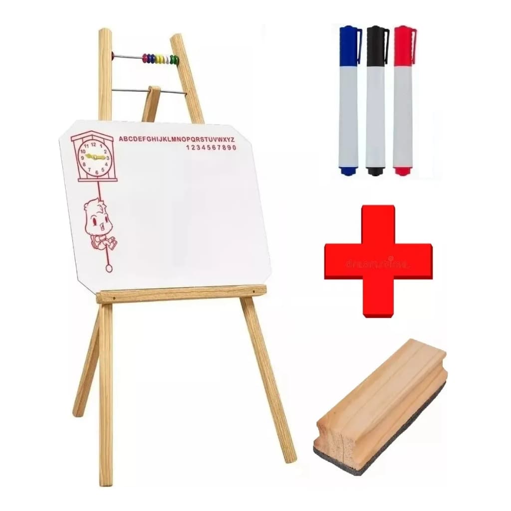 Lousa Quadro Branco Infantil Com Cavalete + 3 Canetas + Apagador