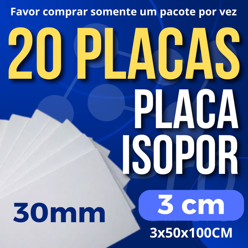 20 PLACAS ISOPOR EPS ANTICHAMAS COM 3 CM DE ESPESSURA - TÉRMICO - ANTICHAMAS - FORRO - PAREDE