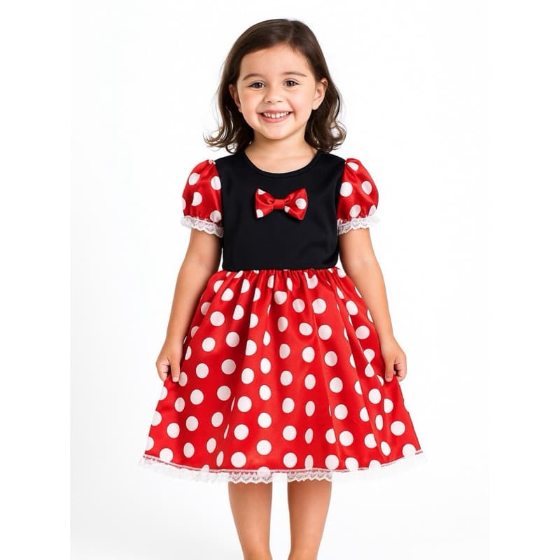 Fantasia Infantil Roupa Vestido Minnie Delicada Para Meninas Garotas