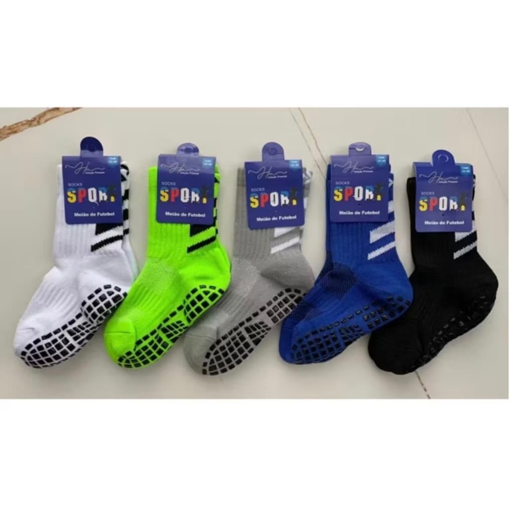 Kit 2,3 ,5 Pares Meião de Futebol Esportiva Infantil Juvenil Antiderrapante Alta Qualidade