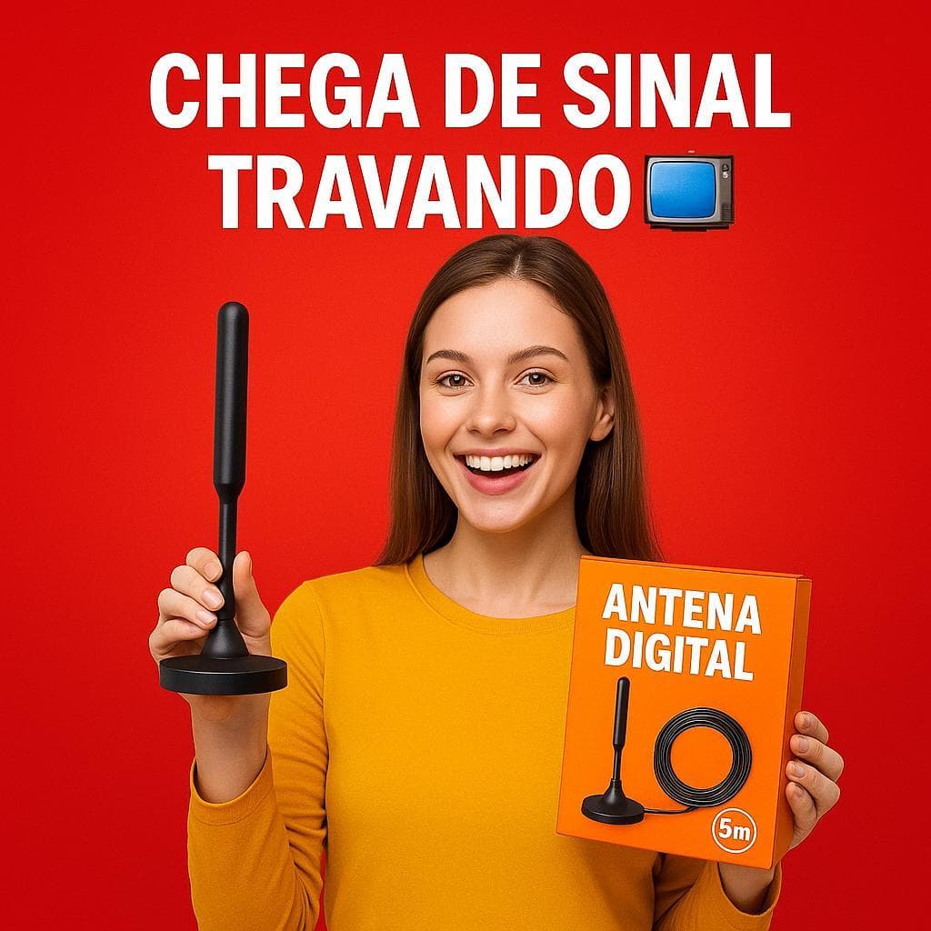 KIT 2 Antena Digital Amplificada Full HDTV UHF VHF FM Interna Externa Base Imã 4K Prova da Agua