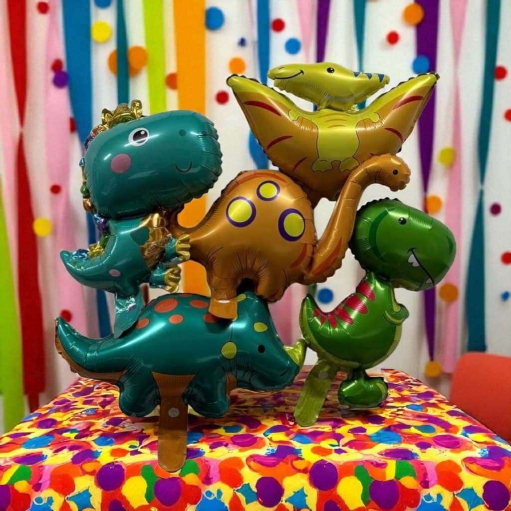 10 Balão Metalizado Dinossauros Centro De Mesa 32cm Festa Decoração Enfeite