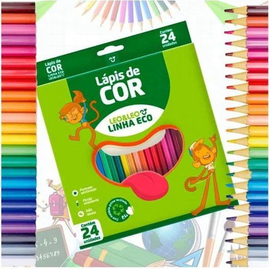 Lápis Mini 12 Cores Redondo Ecologico Flex Escolar Leo&Leo