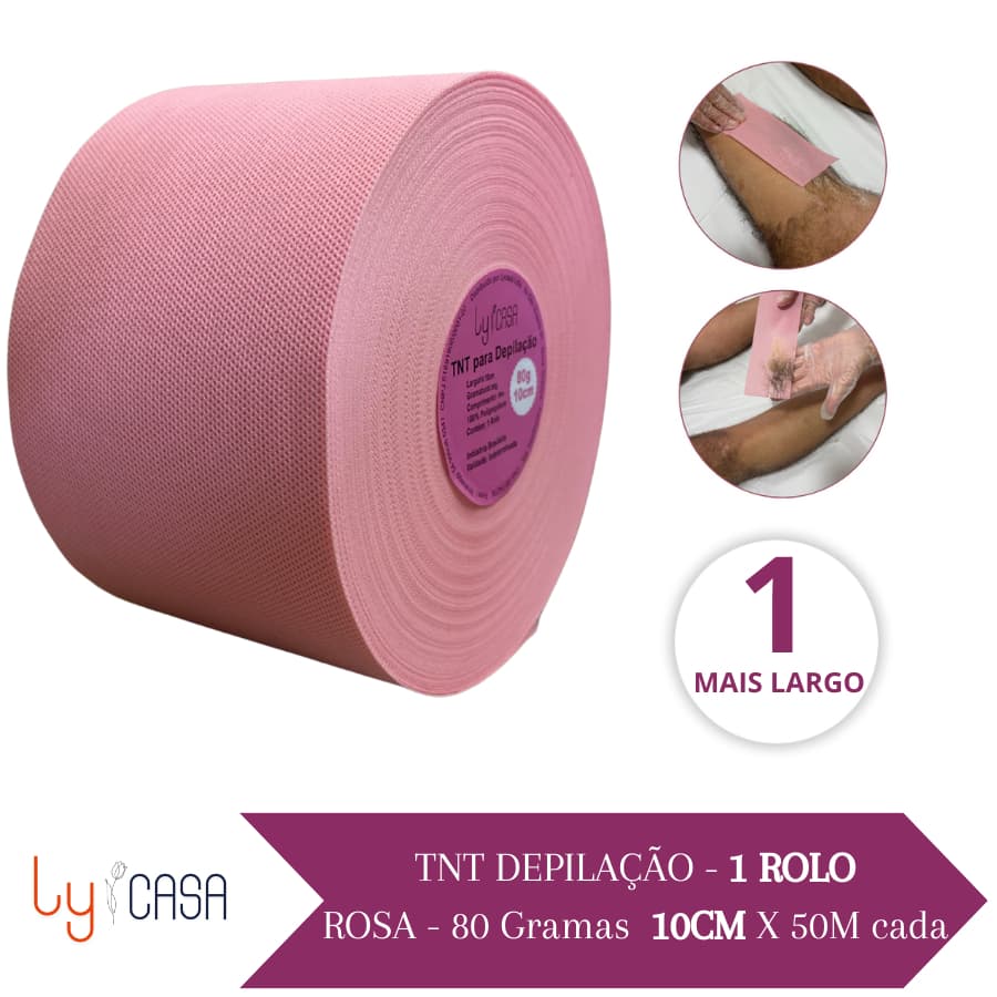 Tnt Para Depilação 10CM-80g (1 Rolo Rosa) 50m