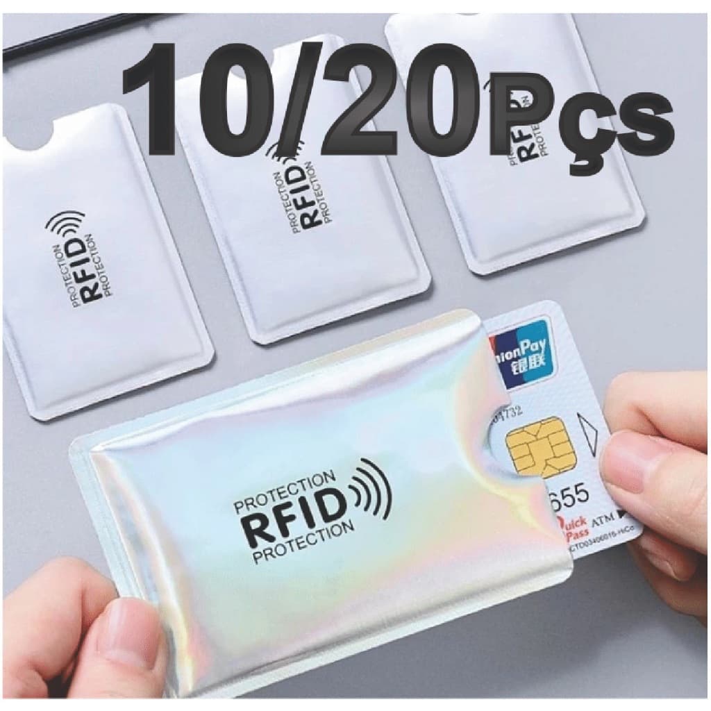 Porta Cartão Prata Anti-furto Capa com Proteção Aproximação Contactless RFID NFC