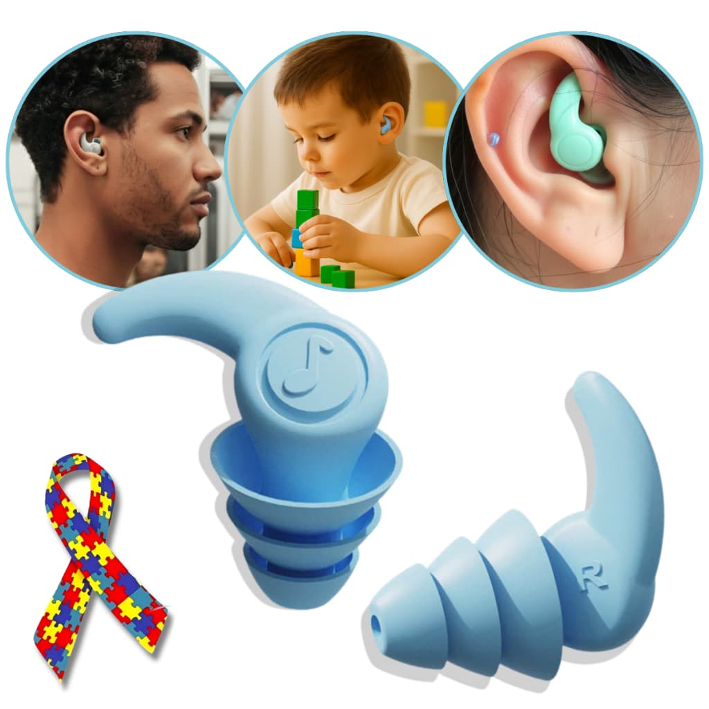 Par de Tampões de Ouvido Anti-Ruído Conforto Proteção Auditiva Estudo Viagem Natação Sono Lavável