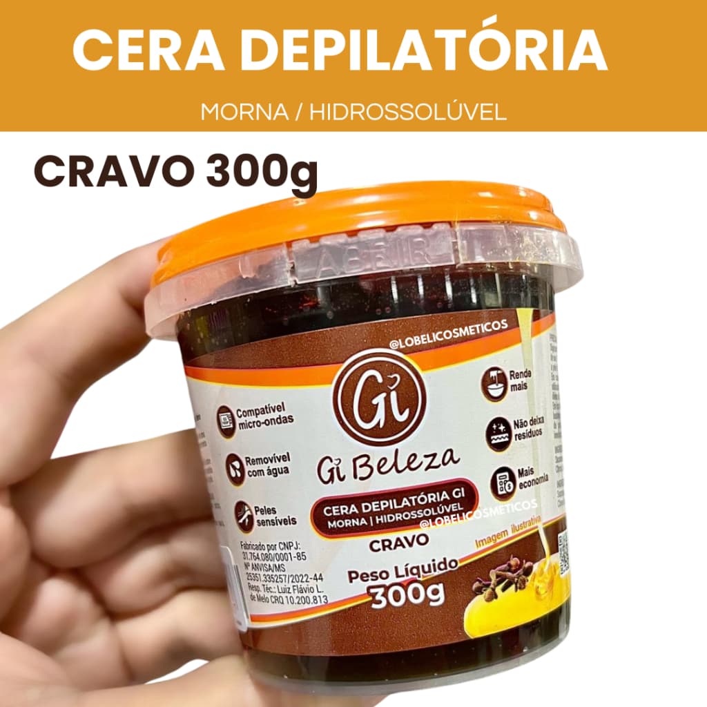 Cera Depilatória Cravo 300g Profissional | Peles Sensíveis | Hidrossolúvel