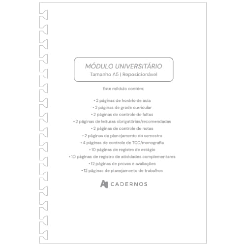 Refil Módulo Universitário C/ 30fls 90g/m² Tamanho A5