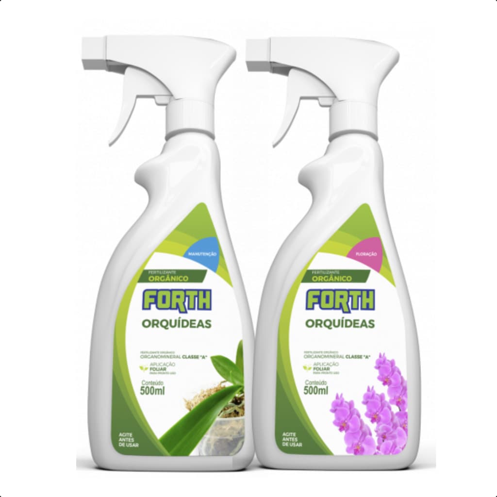 Kit Fertilizante Adubo Orgânico Forth Orquídeas Floração e Orquídea Manutenção 500ml Pronto Uso