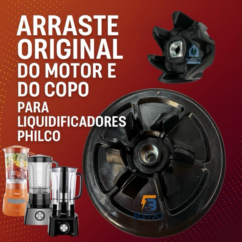 Kit de Arrastes Originais Motor e do Copo para Liquidificador Philco PLQ1400 PLQ1411 PLQ1412 PLQ1414 PLQ1430 PLQ1500