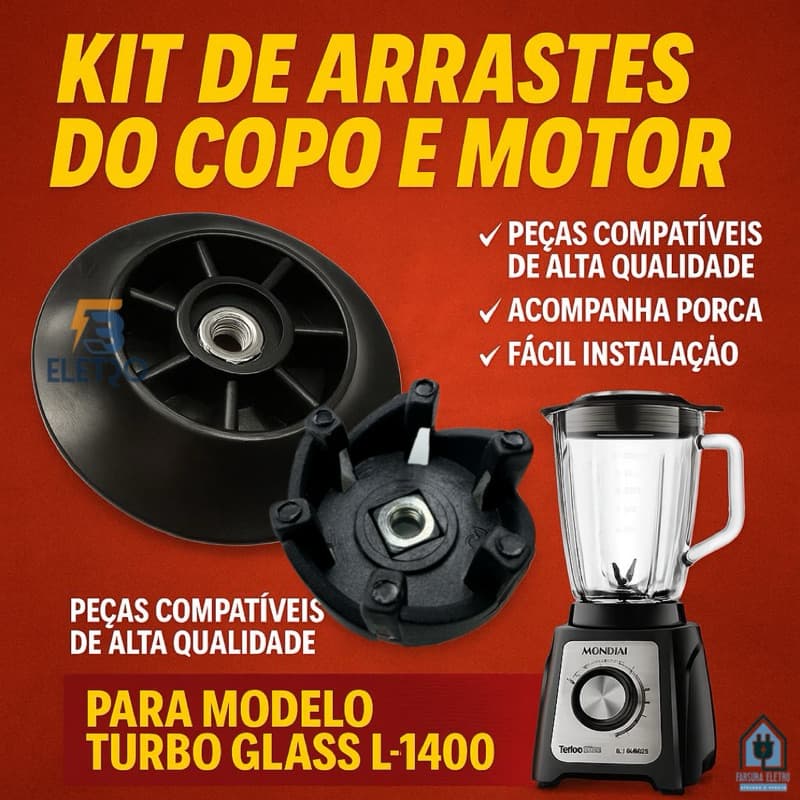 Kit de Arrastes para Liquidificador Mondial Turbo Glass L-1400
