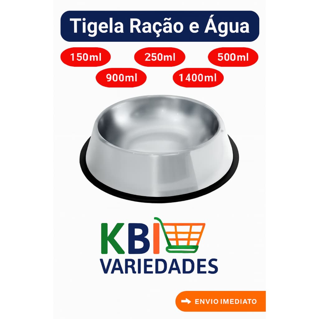 Comedouro e Bebedouro Antiderrapante Vasilha Inox para Cães e Gatos - Resistente Mais Vendido - 150ml a 1400ml