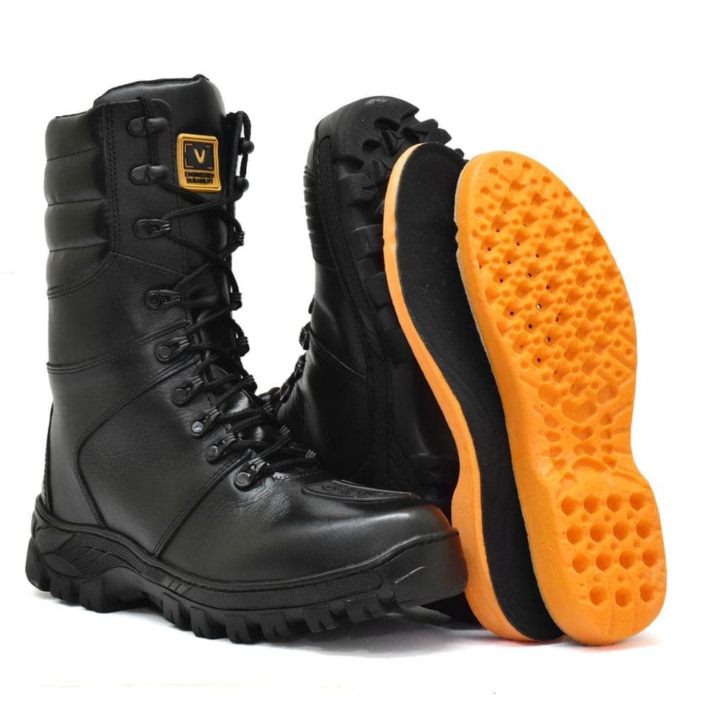 Coturno Bota Militar Masculino Tático De Couro Legitimo Reforçado Costurado Super Leve Macio