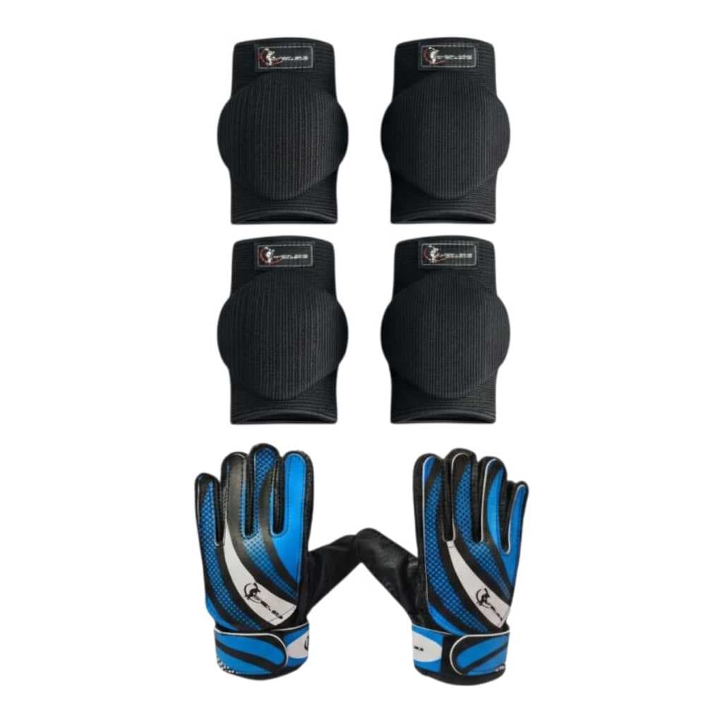 Kit Luva Para Goleiro, Joelheira E Cotoveleira Infantil