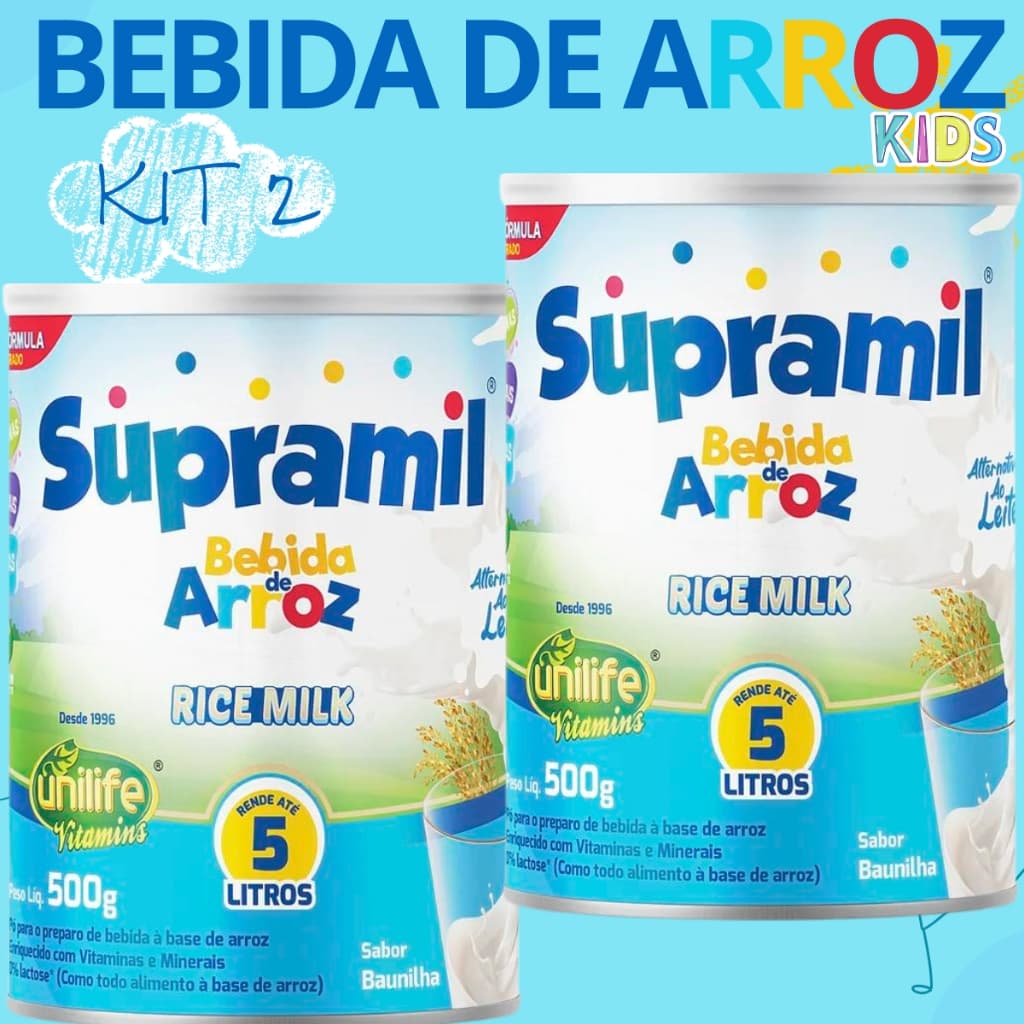 Kit 2 Bebida De Arroz Rice Milk Kids 500g 5l Baunilha - Unilife