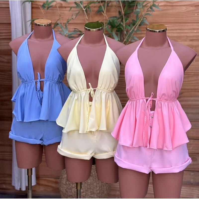 Cropped feminino alfaiataria tendência verão alcinha com regulagem candy color blusa novidade promoção carnaval 2026