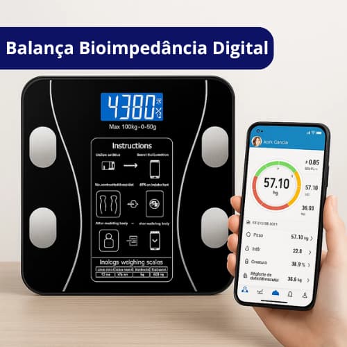 Balança Digital Corporal Profissional com Bioimpedância Bluetooth Inteligente e Suporte até 140kg