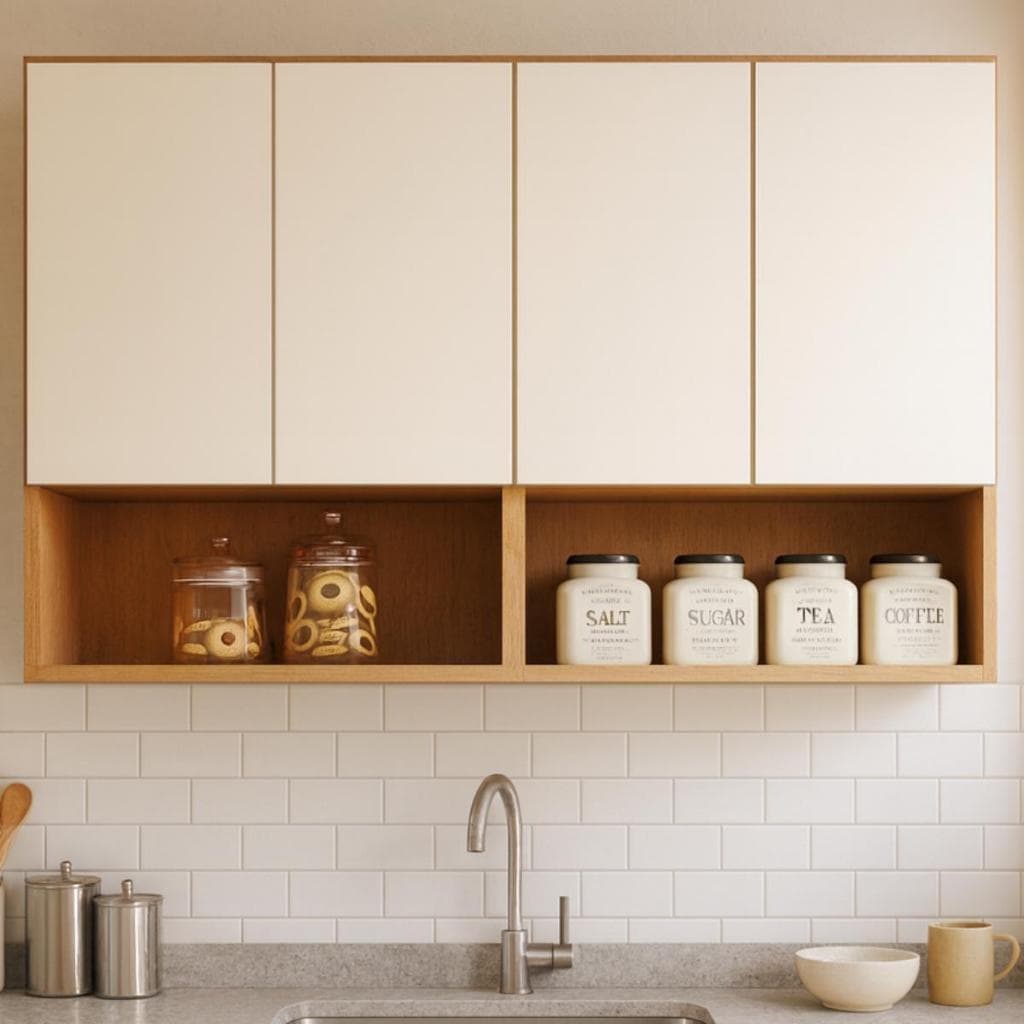 Armario Suspenso Lavanderia e Cozinha com Portas em MDF e Corpo em MDP Armario Aereo para Quarto Nichos e Prateleiras