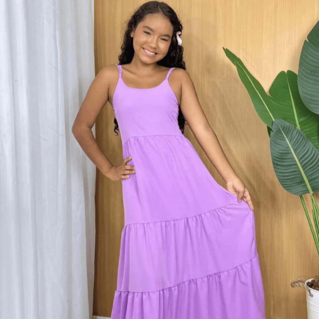 Vestido Longo Menina Juvenil Infantil Alcinha Festa Aniversário Passeio Elegante Tamanhos 10 12 14