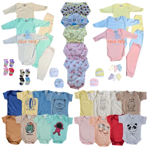 Kit enxoval completo bebê 15 peças menino e menina  algodão