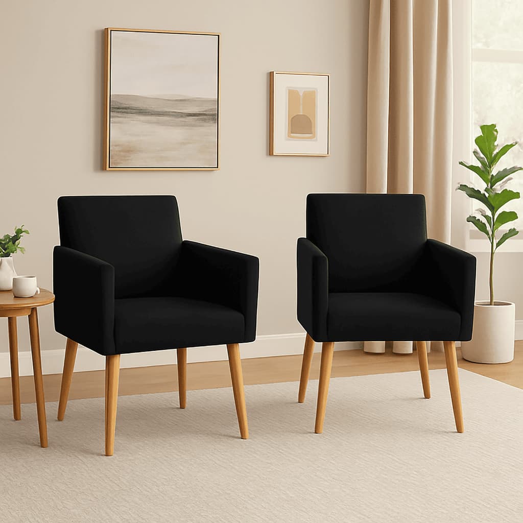 Kit 2 Poltronas Decorativa Nina Cadeira para Sala De Estar, Salão De Beleza Recepção Pés Palito