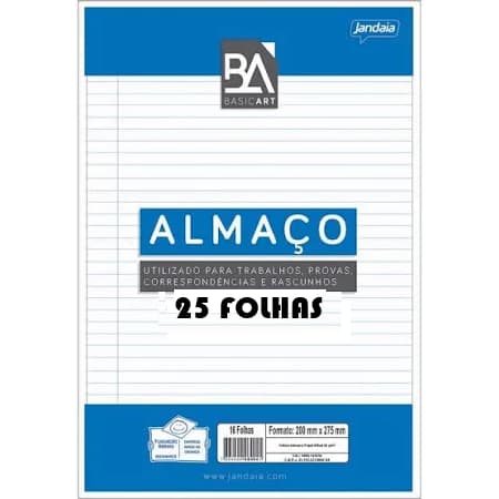 PACOTE COM 25,50 OU 100 FOLHAS DE PAPEL ALMAÇO COM PAUTA MARGEM.