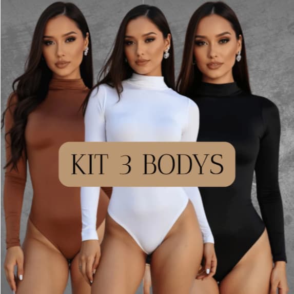 Kit C 3 Body Suplex Manga Longa Gola Alta & Forro – Ajuste de altissima qualidade.