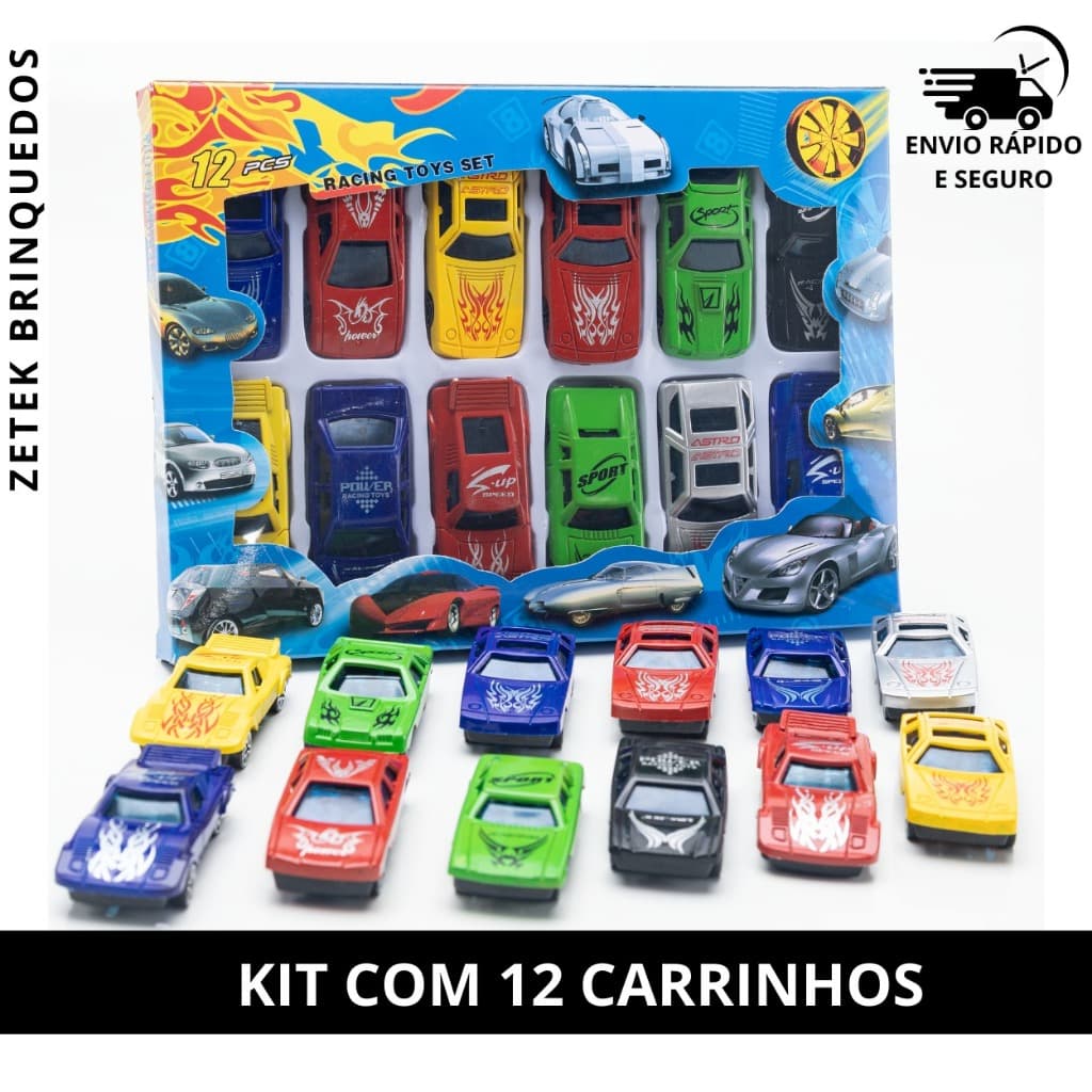 Kit Carrinhos Miniatura Coleção 12 Peças Brinquedo Para Meninos