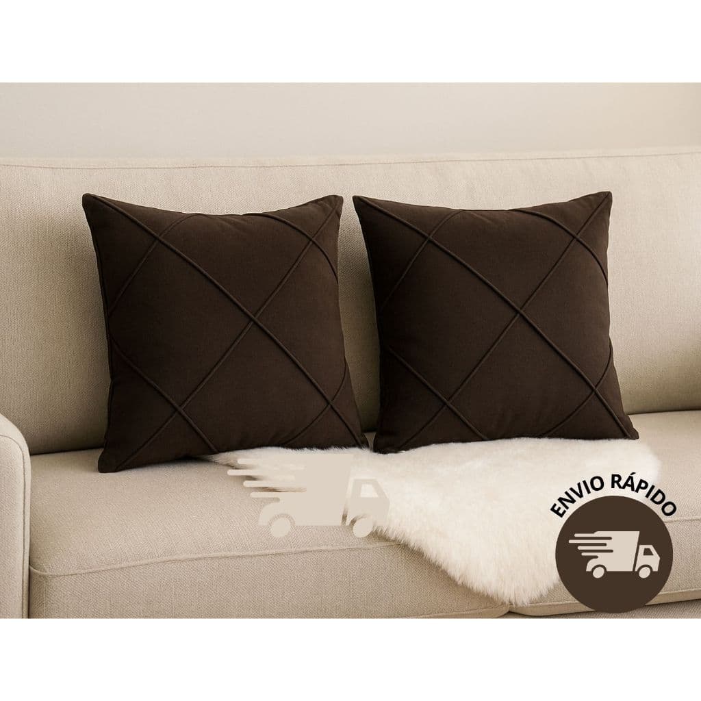 Kit 2 Almofadas Cheias Drapeadas em Suede 45x45cm