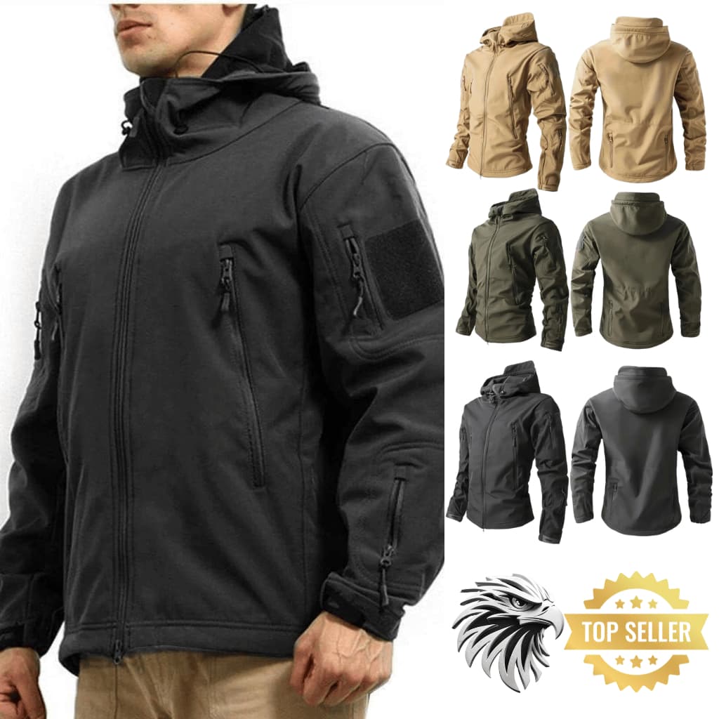 Jaqueta tática impermeável estilo militar quebra vento com capuz forrada para frio e calor
