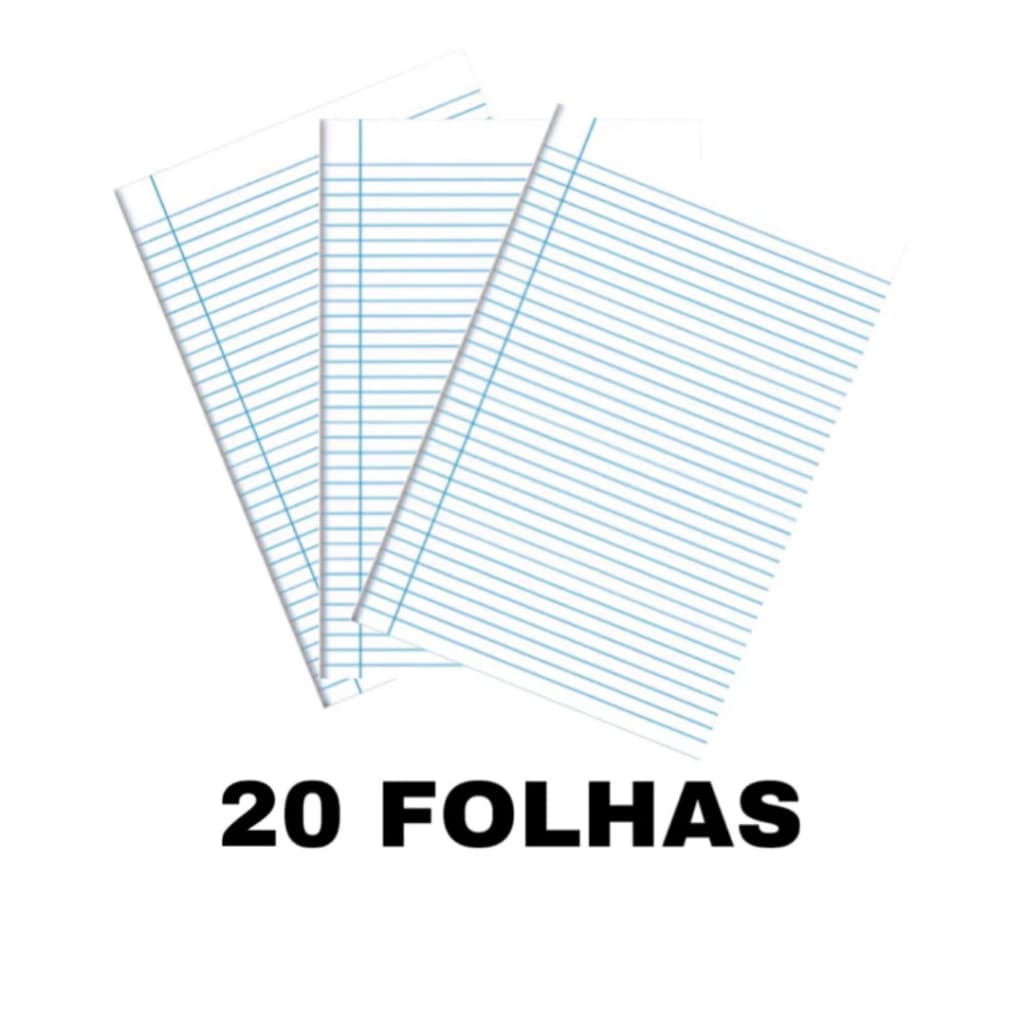 20 Folhas de Papel Almaço com Pauta ou sem Pauta Universitário 20 x 27,5cm