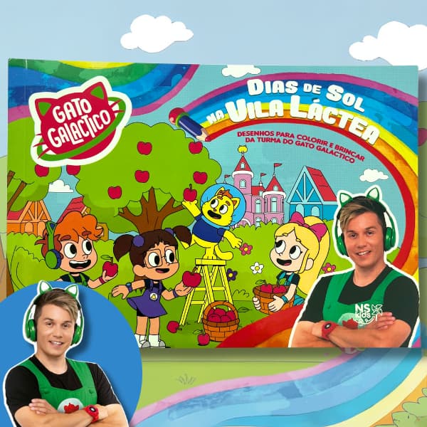 Livro de Colorir Gato Galáctico - Dias de Sol na Vila Láctea Pintar Infantil Youtuber