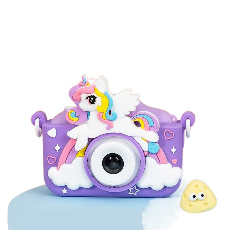 Mini Câmera Infantil de Vídeo Digital Unicórnio com Estojos de Silicone para Crianças Video Jogos Fotos