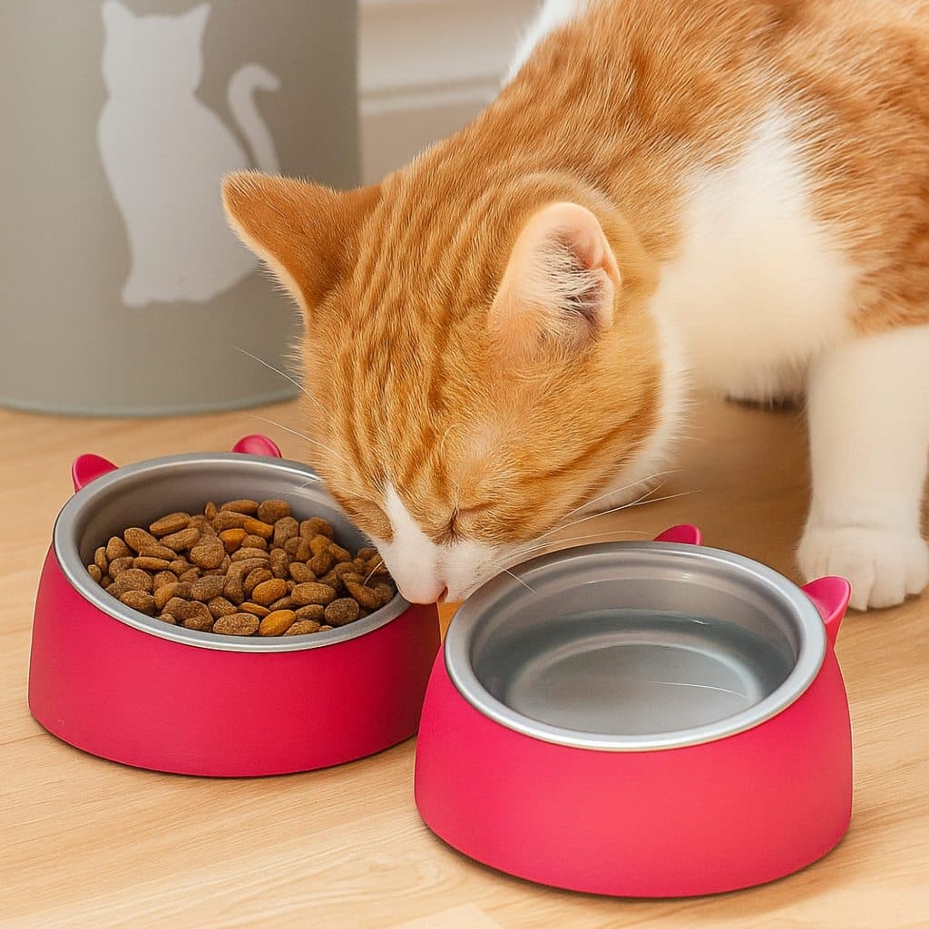 Comedouro Elevado Cachorro Gato Bebedouro Ração Água 250ml Orelha Fofo Luxo Unidade e Kit Com 2