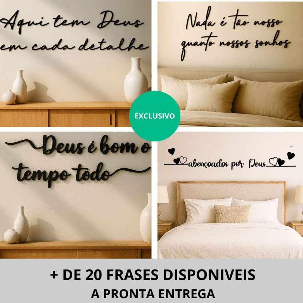 Frases Decorativas Para parede Amor Deus Seja forte e corajosa Decoração Sala Quarto Religiosa